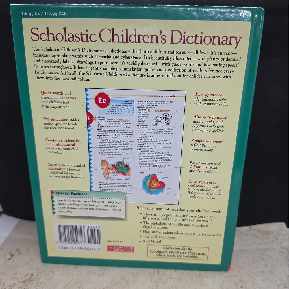 Scholastic Children's Dictionary Scholastic Inc. VTG 1996 Illustrated Hardcover - Picture 3 of 7
